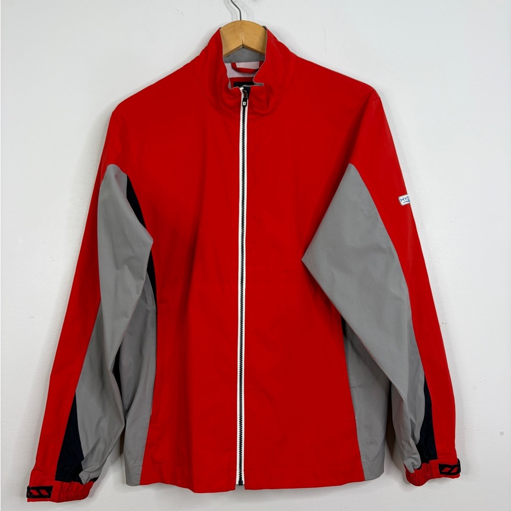 FootJoy Hydrolite Rain Jacket Mens Small Red Gray Long Sleeve Golf DryJoys